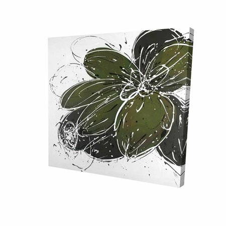 FONDO 32 x 32 in. Green Flower with Splash Outline-Print on Canvas FO2789160